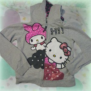 Sanrio Mymelody hello kitty gray hoodie xs or kids 12
